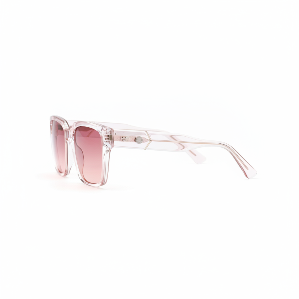 Women's Pink Square Sunglasses - Side View