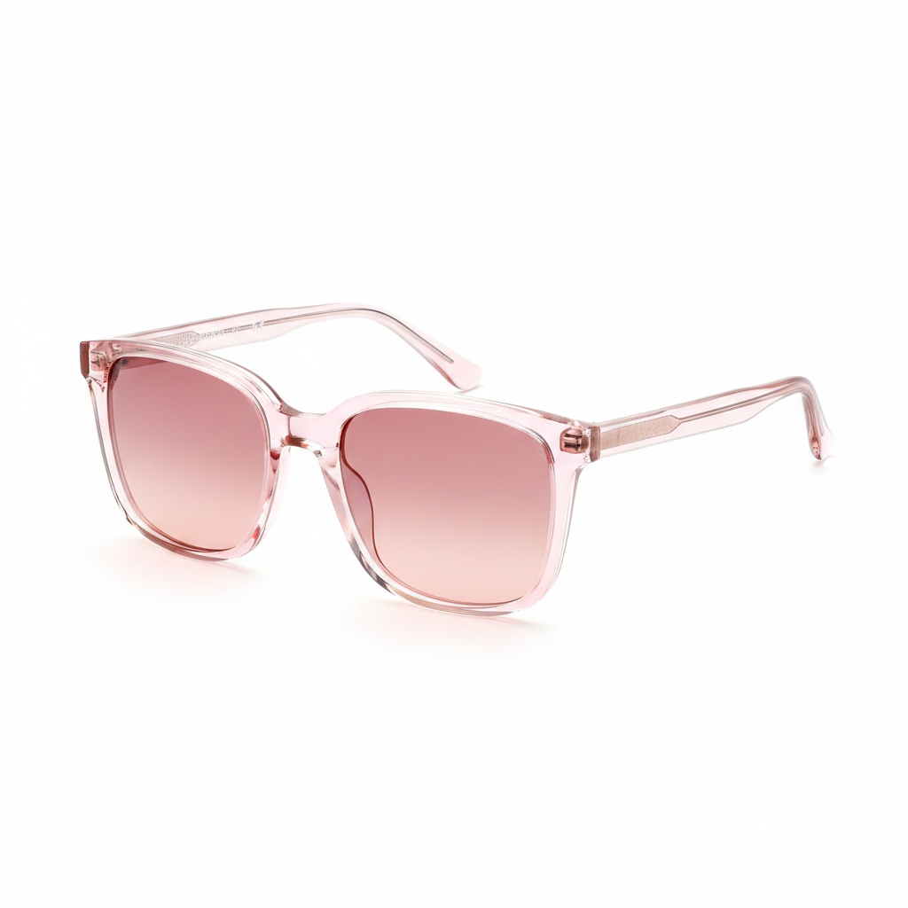 Women's Pink Square Sunglasses - Angle View